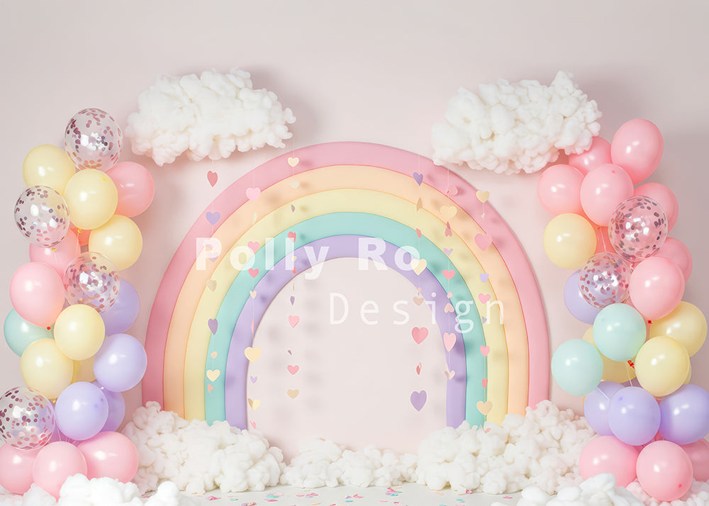 Avezano Pastel Rainbow Cloud Heart Balloon Backdrop Designed By Polly Ro Design