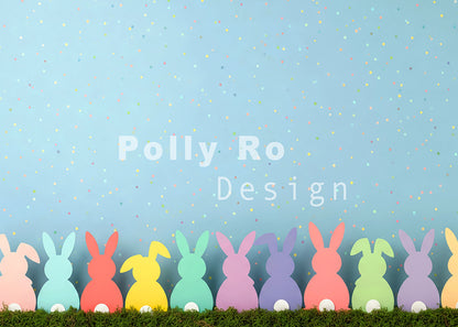 Avezano Pastel Bunny Silhouette Confetti Blue Photography Backdrop Designed By Polly Ro Design
