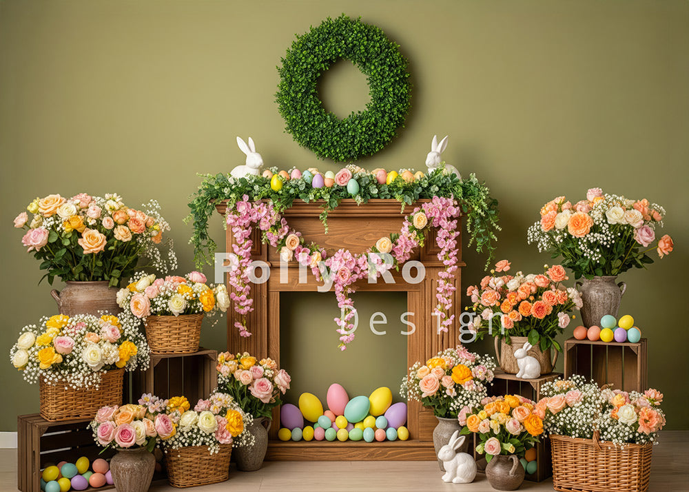 Toile de fond pour photographie de pailles et d'œufs de Pâques d'Avezano conçue par Polly Ro Design
