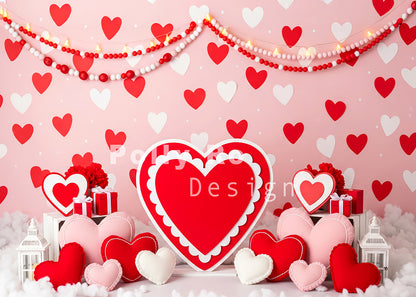 Avezano Pink Heart Wall String Light Plush Heart Photography Backdrop Designed By Polly Ro Design
