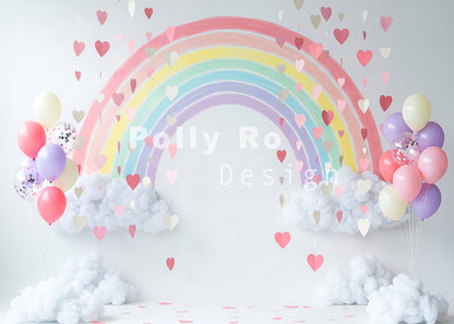 Avezano Rainbow Cloud Hanging Heart Balloon Photography Backdrop Designed By Polly Ro Design