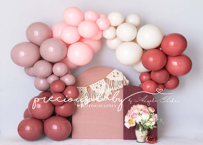 Avezano Blush Balloon Arch Floral Photography Backdrop Designed By Angela Forker