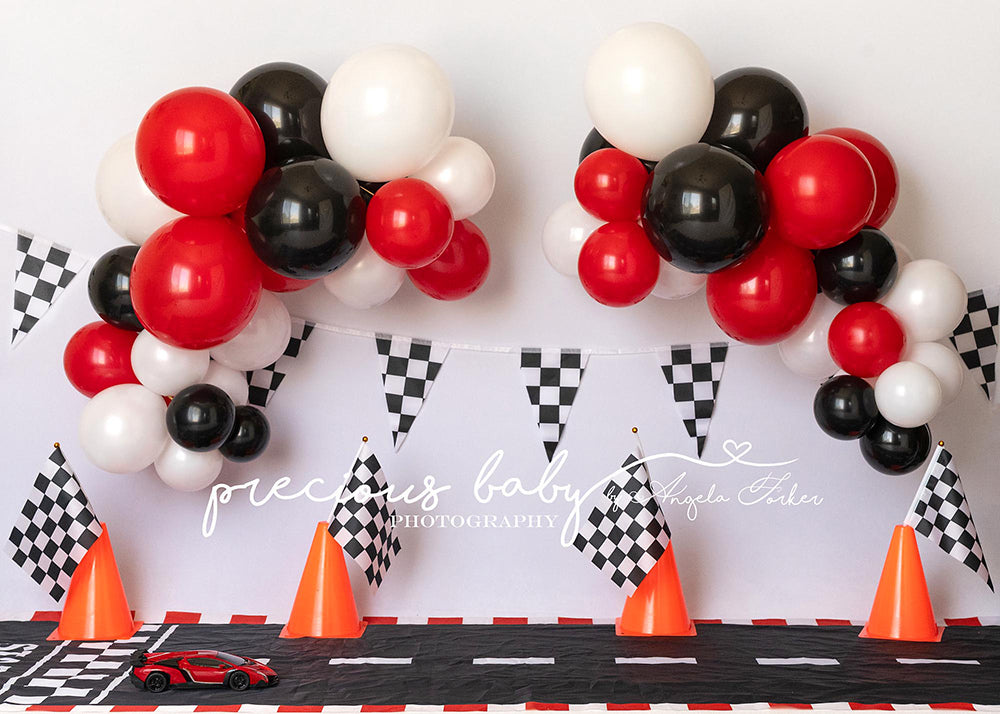 Avezano Race Car Checkered Flag Balloon Photography Backdrop Designed By Angela Forker