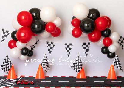 Avezano Race Car Checkered Flag Balloon Photography Backdrop Designed By Angela Forker