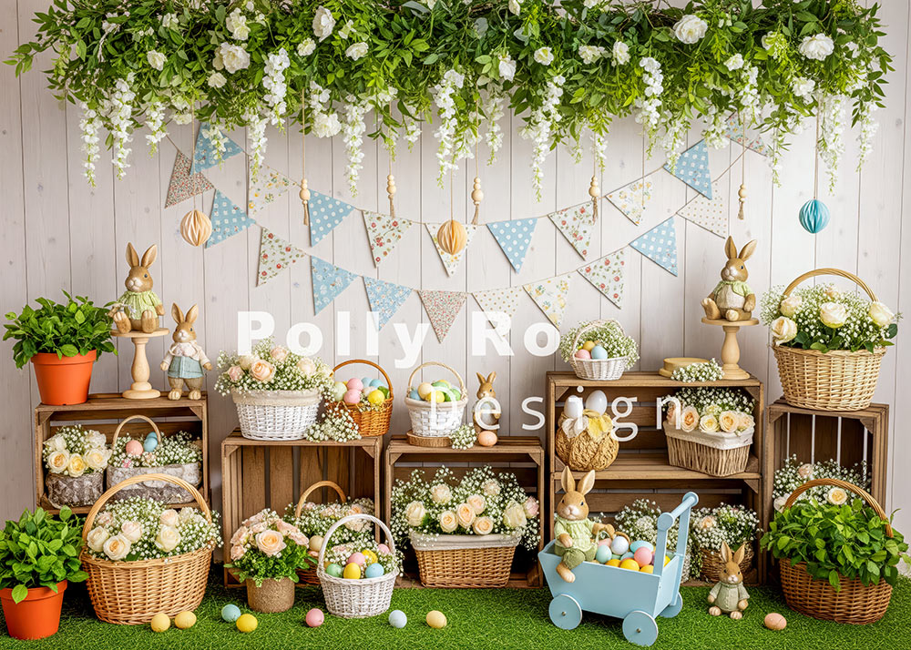 Toile de fond pour photographie de pailles et d'œufs de Pâques d'Avezano conçue par Polly Ro Design