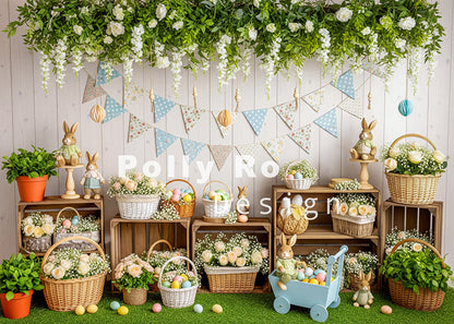 Toile de fond pour photographie de pailles et d'œufs de Pâques d'Avezano conçue par Polly Ro Design