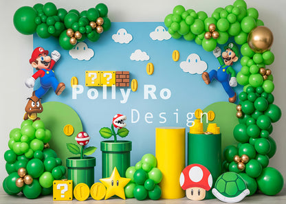 Toile de fond pour photographie de baiser de roses et de ballons de la Saint-Valentin d'Avezano conçue par Polly Ro Design