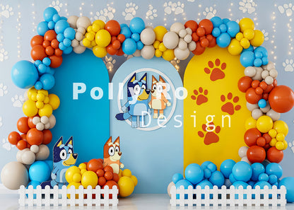 Toile de fond pour photographie de baiser de roses et de ballons de la Saint-Valentin d'Avezano conçue par Polly Ro Design