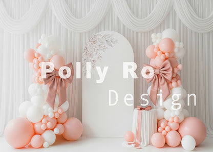 Toile de fond pour photographie de baiser de roses et de ballons de la Saint-Valentin d'Avezano conçue par Polly Ro Design