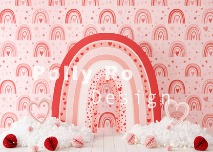 Avezano Pink Rainbow and Heart Pattern Photography Backdrop Designed By Polly Ro Design