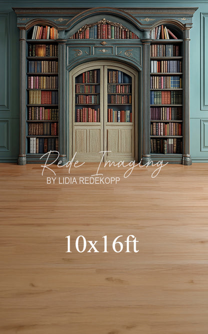 Avezano Vintage Teal Bookcase Door Photography Backdrop Designed By Lidia Redekopp