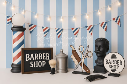 Avezano Vintage Barber Shop Themed Photography Backdrop Designed By Lidia Redekopp