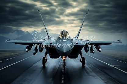 Avezano Jet Fighter On Runway Photography Backdrop Designed By Lidia Redekopp