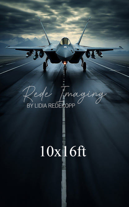 Avezano Jet Fighter On Runway Photography Backdrop Designed By Lidia Redekopp