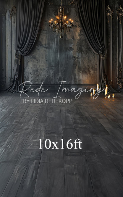Avezano Dark Vintage Chandelier and Curtain Photography Backdrop Designed By Lidia Redekopp
