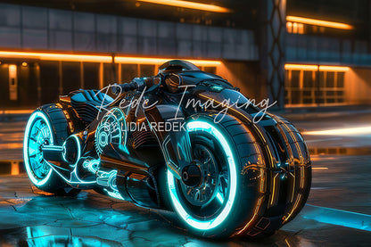 Avezano Cyberpunk Neon Motorcycle Photography Backdrop Designed By Lidia Redekopp