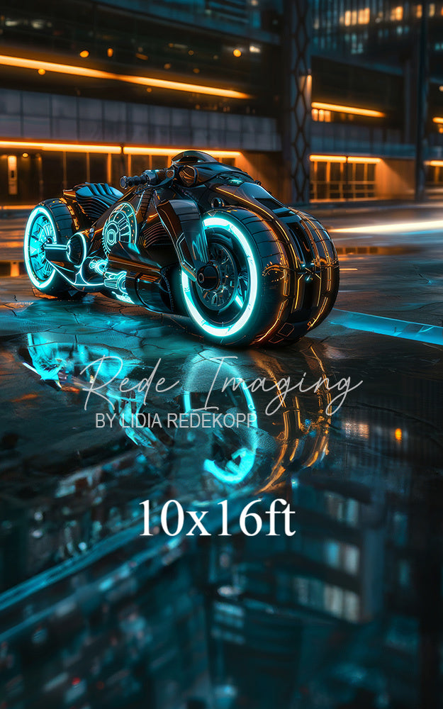 Avezano Cyberpunk Neon Motorcycle Photography Backdrop Designed By Lidia Redekopp