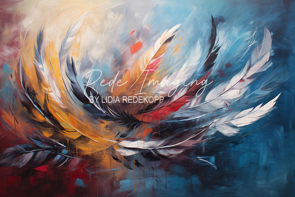 Avezano Colorful Feather Abstract Painting Photography Backdrop Designed By Lidia Redekopp