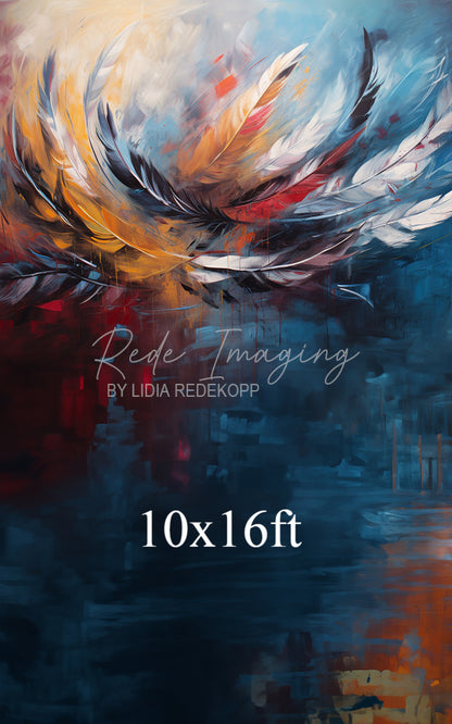Avezano Colorful Feather Abstract Painting Photography Backdrop Designed By Lidia Redekopp