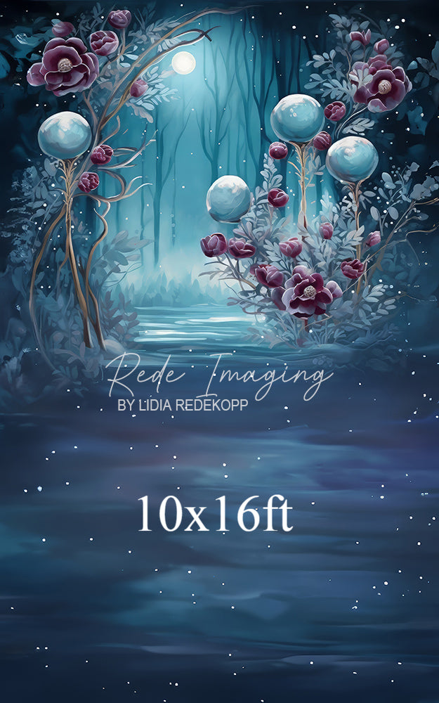Avezano Moonlit Dark Purple Flower Sphere Photography Backdrop Designed By Lidia Redekopp
