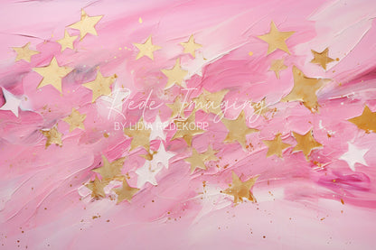 Avezano Pink and Gold Star Textured Painting Photography Backdrop Designed By Lidia Redekopp