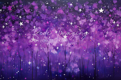 Avezano Purple Starry Sky Forest Photography Backdrop Designed By Lidia Redekopp