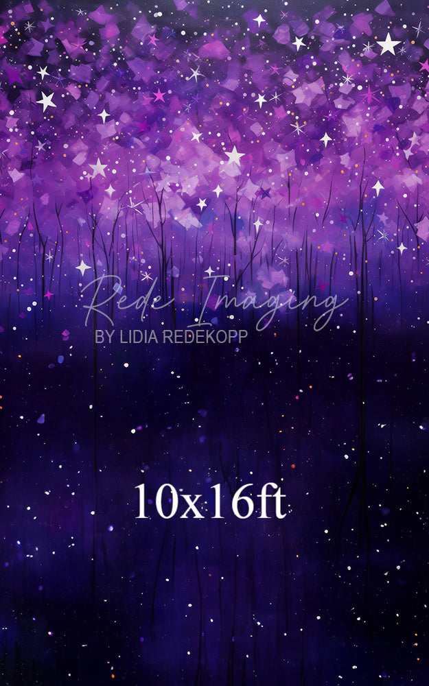 Avezano Purple Starry Sky Forest Photography Backdrop Designed By Lidia Redekopp