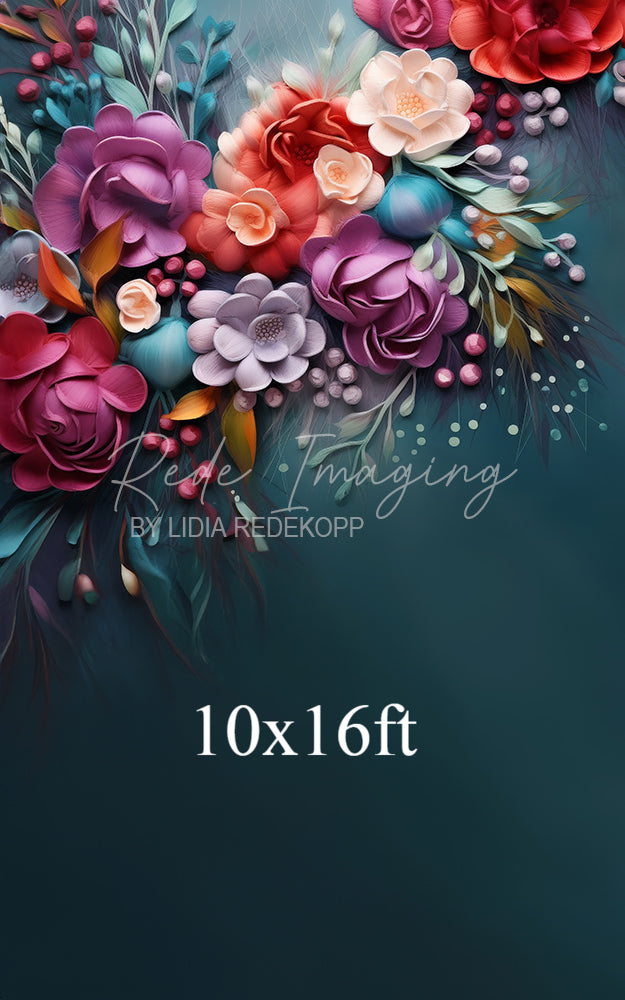 Avezano Vibrant 3D Floral Arrangement Photography Backdrop Designed By Lidia Redekopp