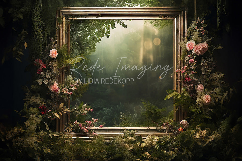 Avezano Floral Framed Misty Forest Photography Backdrop Designed By Lidia Redekopp