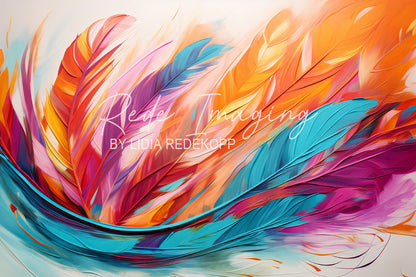 Avezano Colorful Feather Swirl Art Photography Backdrop Designed By Lidia Redekopp