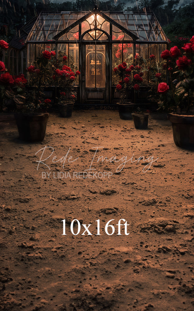 Avezano Rainy Night Red Rose Greenhouse Photography Backdrop Designed By Lidia Redekopp