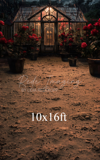 Avezano Rainy Night Red Rose Greenhouse Photography Backdrop Designed By Lidia Redekopp