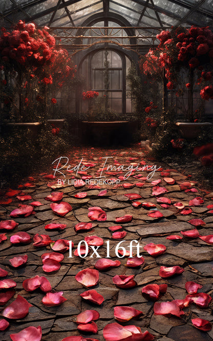 Avezano Red Rose Filled Greenhouse Photography Backdrop Designed By Lidia Redekopp