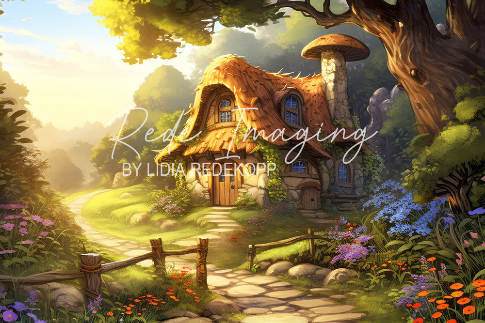 Avezano Fairy Tale Mushroom Cottage Garden Photography Backdrop Designed By Lidia Redekopp