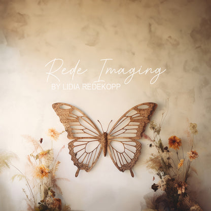 Avezano Wooden Butterfly Dried Flower Photography Backdrop Designed By Lidia Redekopp