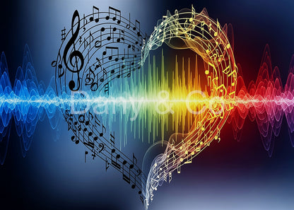 Avezano Musical Note Heart and Sound Wave Backdrop Designed By Danyelle Pinnington