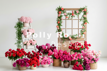 Toile de fond pour photographie de baiser de roses et de ballons de la Saint-Valentin d'Avezano conçue par Polly Ro Design