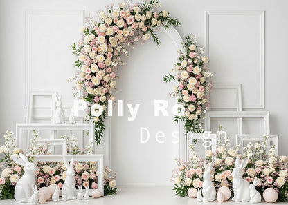 Toile de fond pour photographie de baiser de roses et de ballons de la Saint-Valentin d'Avezano conçue par Polly Ro Design