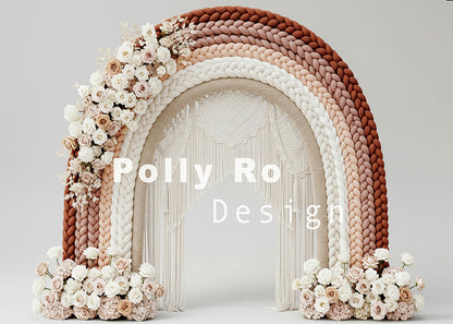 Avezano Knit Rainbow Floral Arch Photography Backdrop Designed By Polly Ro Design