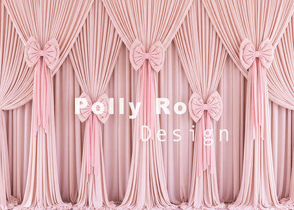 Avezano Light Pink Bow Curtain Photography Backdrop Designed By Polly Ro Design