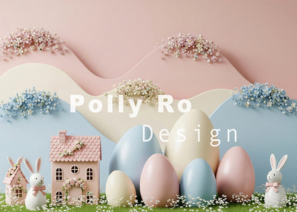 Avezano Pastel Easter Cottage Photography Backdrop Designed By Polly Ro Design