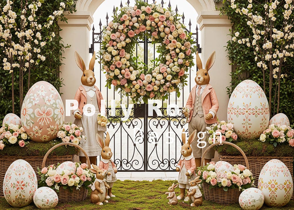 Avezano Floral Dressed Bunny Easter Photography Backdrop Designed By Polly Ro Design