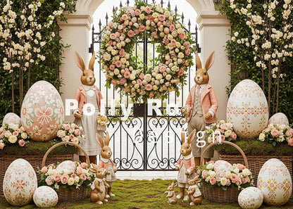 Avezano Floral Dressed Bunny Easter Photography Backdrop Designed By Polly Ro Design