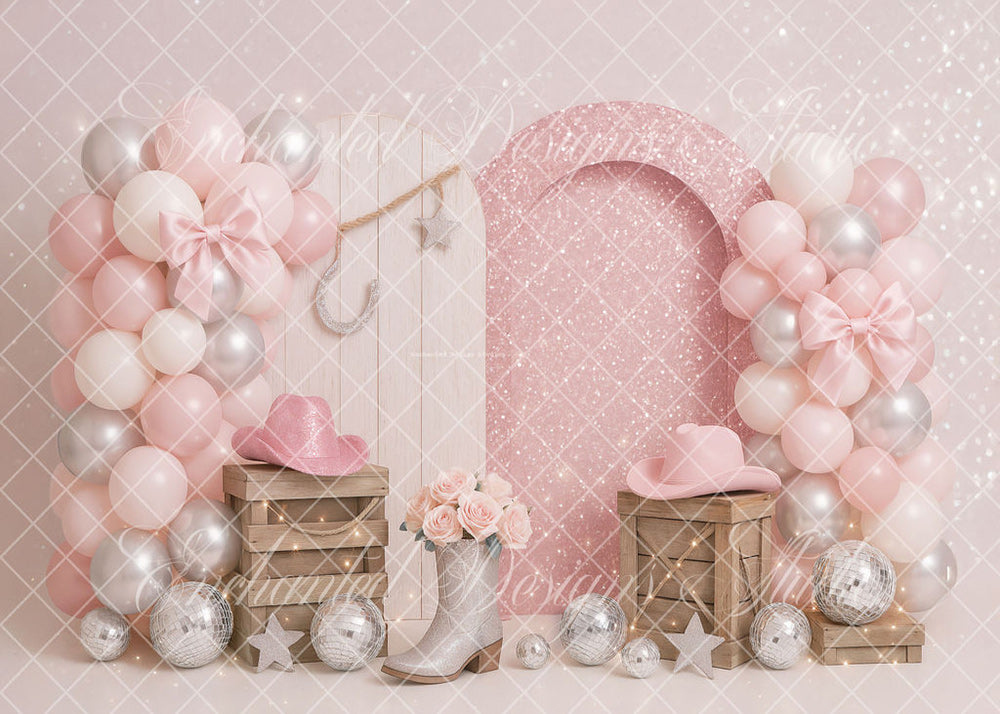 Avezano Pink and Silver Western-Style Balloon Backdrop Designed By Enchanted Design Studio