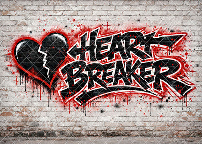 Avezano Broken Heart Graffiti Brick Wall Backdrop Designed By Enchanted Design Studio