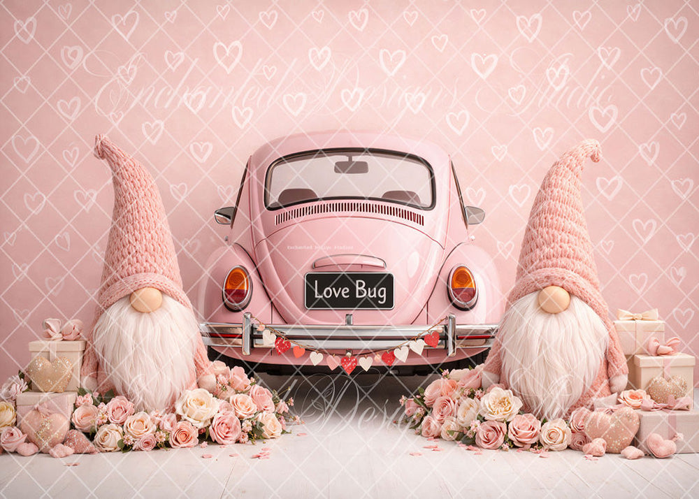 Avezano Pink Car Love Bug Gnome Backdrop Designed By Enchanted Design Studio