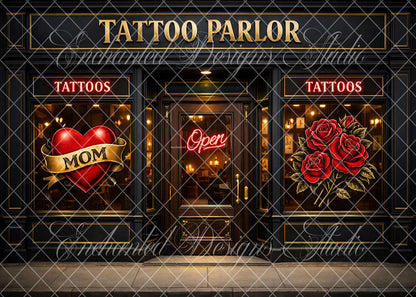 Avezano Tattoo Parlor Red Heart Rose Backdrop Designed By Enchanted Design Studio