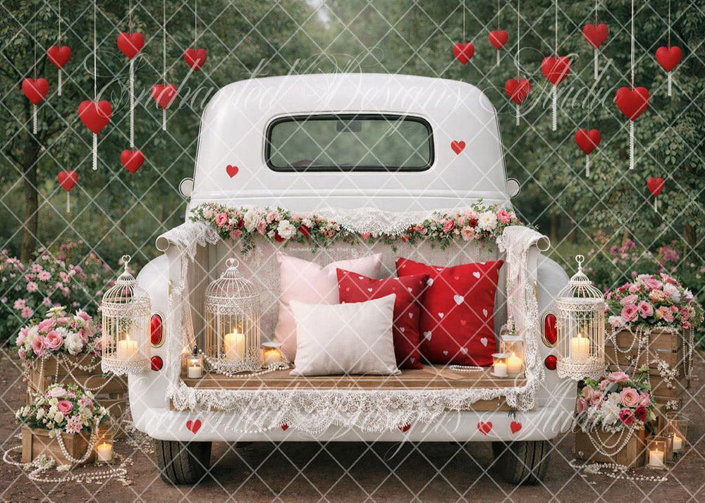 Avezano Heart Vintage Pickup Truck Floral Backdrop Designed By Enchanted Design Studio