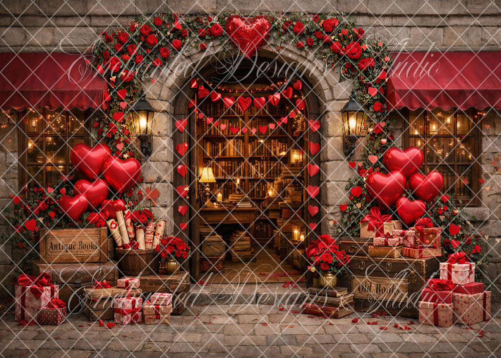 Avezano Red Heart Rose Vintage Study Backdrop Designed By Enchanted Design Studio