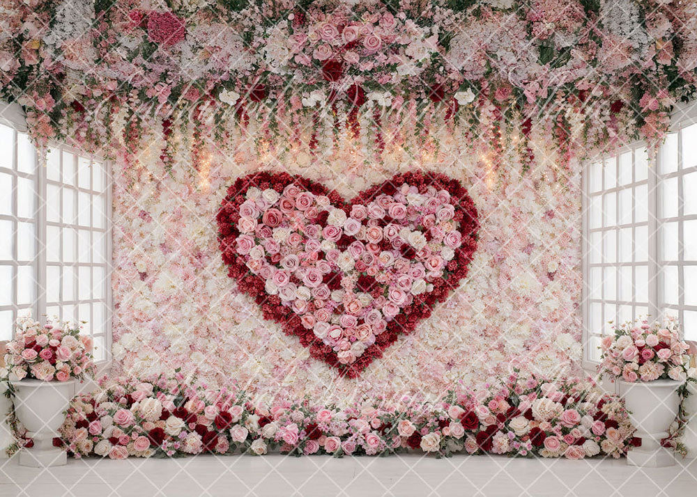 Avezano Pink White Red Heart Floral Wall Backdrop Designed By Enchanted Design Studio